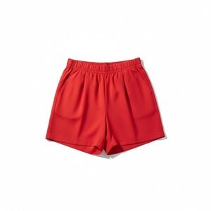 August Silk Petites Red 100% Silk Elastic Waist Shorts, Woman's Small, Pockets